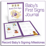 This is an image of an infant journal keepsake for parents wanting to record memories of baby's first sign