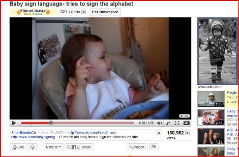 photo of youtube baby sign language video screenshot for babies and sign language dvd contest